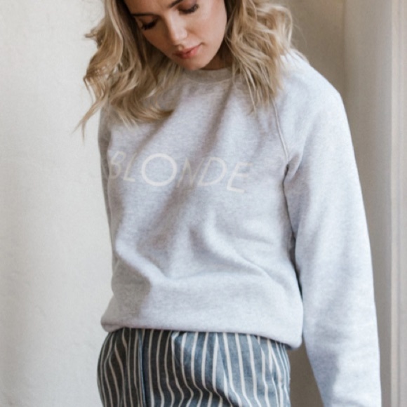 Brunette The Label Tops - Brunette the Label The "BLONDE" Classic Crew Neck Sweatshirt Pebble Grey XS/S